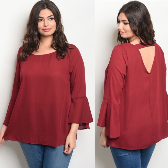 NWT Plus Women’s burgundy red blouse Top Boutique - Picture 3 of 3